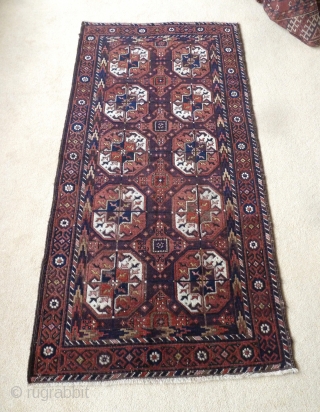 A Khorassan Belouch rug with silky wool and beautiful field tones. 173 x 85cm.                   