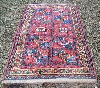 A good early 20th Century Quchan Kurd rug, North East Persia. 225x137cm. In very good original condition, except for a small area of worn pile (see detail).      