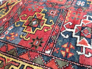 A good early 20th Century Quchan Kurd rug, North East Persia. 225x137cm. In very good original condition, except for a small area of worn pile (see detail).      