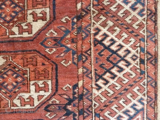 A mid-19th Century Kizil Ayak Turkmen main carpet, 3x2m. Excellent colour with subtle variations of design make this earlier example more interesting than most of its type. One or two small repairs  ...