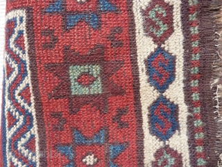 A good 19th Century Shavak anatolian rug, with lustrous wool and saturated natural colours. Damaged as seen - needs washing and conservation/repair. 240 x 108 cm.       