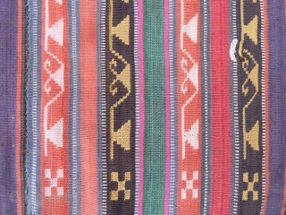 A silk jajim from Sheki, Azerbaijan, c. 1900 or early 20th century.  Made up of narrow strips sown together. 128 x 88cm          