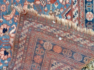 From an English estate, a late nineteenth century Qashqai or Khamseh rug, in generally good condition but in need of a wash. Friendly price.         