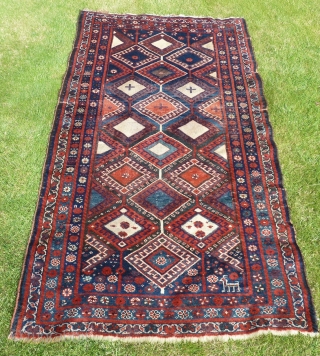 A striking Kurdish rug in good condition and with all natural colours, 220 x 130cm.                  