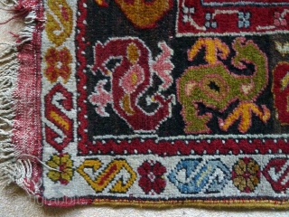 A charming central Anatolian prayer saph, c.1900, with a typically vivid palette. 320 x 103 cm. It is in very good condition, with a little loss at one end, a small bite  ...