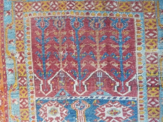 A beaten and faded Anatolian prayer rug, but still has plenty of charm. Late 19th Century, 195 x 122 cm. Friendly price.           