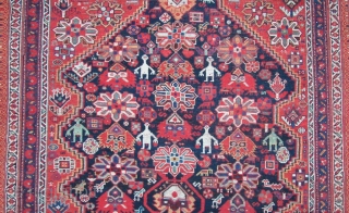 Unusual Qashgai Main Carpet, 19th century, SW Persia. All good colors. 9'0" x 5'4". Please contact us for further information.             