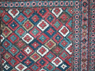  Shahsavan Soumac Bagface
 3rd Qt. 19th century or before
 NW Persia
 19.1/2" x 18"
 Wool with cotton               