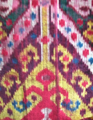  Silk Velvet Ikat Panel 3rd Qt. 19th Century, Uzbekistan
 12" x 16.1/2" Outstanding color and graphics                