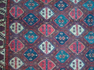 Chodor Main Carpet, Mid 19th century. approx: 6' x 8'. Beautiful aubergine ground. Contact for condition details.                