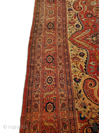 Origin: Tabriz-Hajileli ;
Circa: 1900 ; 
Size: 11'0" x 15'10"

All pictures are un-edited to try and show the rugs true colors as best as possible! Make this piece yours today.    