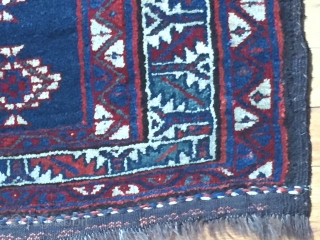 A beautiful small piece from Varamin, Iran. One of a kind, hand woven design. Wool Pile. No major faults.
Circa: 1920-1940
             