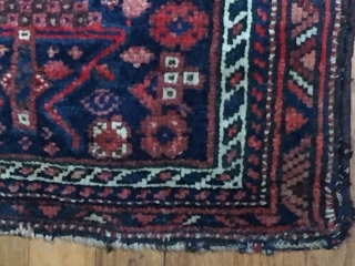 Hand knotted in Lori Iran, this small one of a kind wool rug is made for any small space. 
Measurements: 1"6 x 1"7
Circa: 1920         