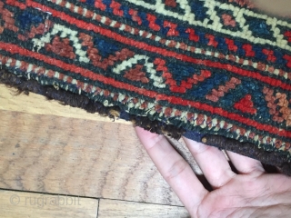 Hand knotted in Lori Iran, this small one of a kind wool rug is made for any small space. 
Measurements: 1"6 x 1"7
Circa: 1920         