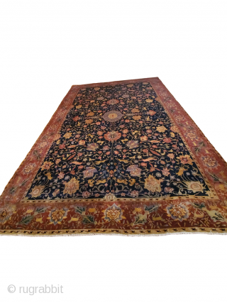 Origin: Indo-Tabriz ; 
Circa: 1910 ; 
Size: 12'4" x 18'1" ;
Stock# - 28687

All pictures are unaltered and unedited to show the rugs true colors as best as possible.     