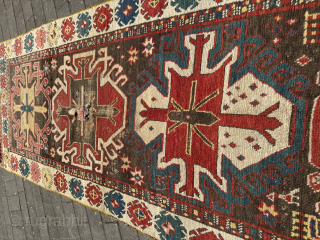 Unusual Caucasian Runner Rug Fragment 19th century, Great early design. Feel free to Email me at jakezacharybrown@outlook.com                