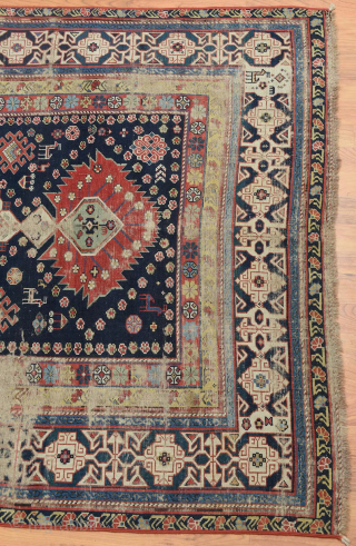 Rare find. Early Shirvan rug. The more you look, the more you see. A highly collectible piece. Size is approximately 269 x 127 cm. Please contact me at jakezacharybrown@outlook.com    