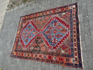 Quirky Antique Karabagh Signed Rug Fragment- 195x145cm - Contact: jakezacharybrown@outlook.com                       