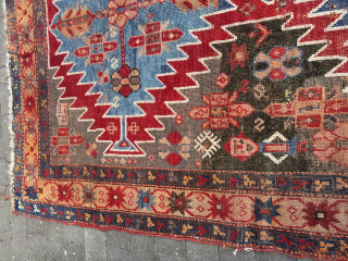 Quirky Antique Karabagh Signed Rug Fragment- 195x145cm - Contact: jakezacharybrown@outlook.com                       