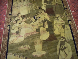 KIRMAN PERSIAN circa 1900 WOOL ON COTTON COLLECTIVE ART VERY LITLE REPAIR GOOD CONDITION
antique washed SIZE:136*203 CM 
               