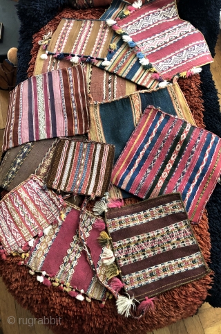 Selection of beautiful, old Aymara coca bags.  All colors natural. All 19th century or before.  Request additional images of these or of others available.       