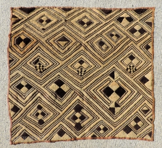 Man's status cloth, Shoowa people, Congo.  Early 20th century. 23 x 24 inches. Other collectable examples available.               