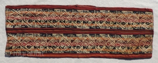 Pre-Columbian Belt Bag. A.D. 1100 - A.D. 1400.  Far North coastal region of Chile. Woven in a complimentary  warp-faced weave from alpaca fiber.  Size: 11 x 32 inches.   ...