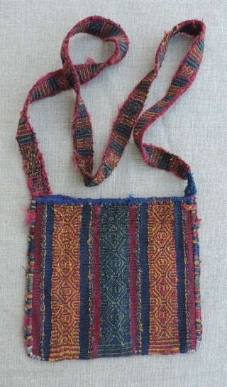 Inca Period Coca Bag.  1450 A.D. to 1532 A.D.  South highlands. Size: 5.75 x 6.5 inches without strap.  This small Incan period coca bag (chuspa) is very appealing for  ...
