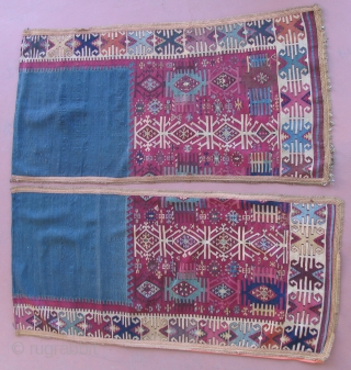 Anatolian Kilim made into divider curtains.  19th century.  Reyhanli area.  Te half kilim was cut and a lining with hooks for hanging was sewn to each piece.  A  ...