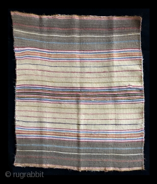 Warp faced stripes of intense color.  Aymara ritual coca cloth (Incuna) .  Middle 19th century.  Size: 24 x 20 inches.  Most coca cloths are larger in size, but  ...