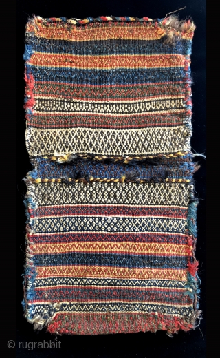 South Persian, Luri miniature bag set. Size: 23.5 x 12.5 inches.  Great soft pile.  Beautiful back and nice naturally dyed colors. 19th century.        