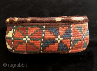 19th century South Persian basket.  Wool wrapped reeds.  Complete and in good condition.  This is an old one with great natural dyes.  The orange is good, definitely not  ...