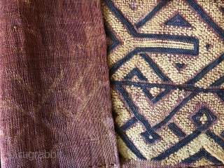 Two African cut pile raffia status cloths.  Complete panels.  Early 20th century.  Authentic, and on the primitive side.            