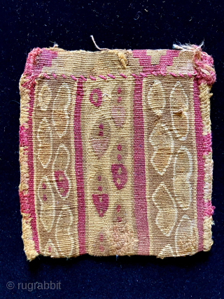 Three small Incan bags.   Rare little group. Largest is 4.25 x 5.25 inches.  The smallest (4.24" x 4") bag features peanut or bean depictions and is tapestry on both  ...