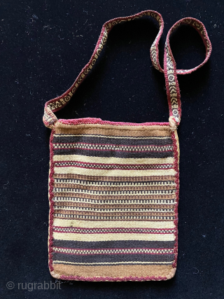 Three small Incan bags.   Rare little group. Largest is 4.25 x 5.25 inches.  The smallest (4.24" x 4") bag features peanut or bean depictions and is tapestry on both  ...