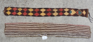 Detail of a rare and colorful Pre-Columbian bag/belt.  Chuquibamba, Peru, c. 1100 - 1400 AD. This textile is in very good condition and has good scale and proportion for such a  ...