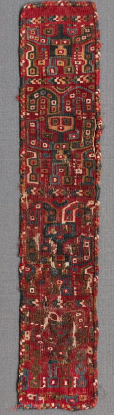 Wari Headband, A.D 600 - 900. See related examples from Met,TMC and DMA shown inside. This Wari period headband is woven in a provincial style found in the coastal regions of Peru.  ...
