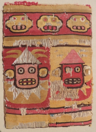 Two very fine pre-Columbian bags from the highland Wari and Inca Cultures, A.D. 500 - 800 & A.D. 1400 - 1532.  The related color sense of both bags indicates a North  ...