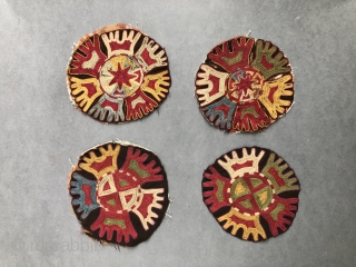 19th century Lakai embriodered fragments. Four discs.  Anybody want these? Have had these for many years and never got around to doing anything with them. They are waiting to find a  ...