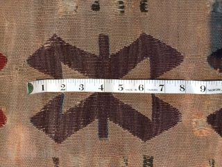 The scale of the design elements in this early Anatolian kilim are impressive. This, along with other factors indicate a date well before 1800 for the kilim. Because it is hard to  ...