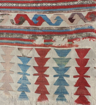 The scale of the design elements in this early Anatolian kilim are impressive. This, along with other factors indicate a date well before 1800 for the kilim. Because it is hard to  ...