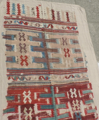 The scale of the design elements in this early Anatolian kilim are impressive. This, along with other factors indicate a date well before 1800 for the kilim. Because it is hard to  ...