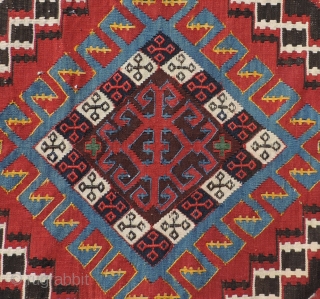 Antique Shirvan kilim. Clean and in excellent condition.  This is a nice decorative piece with strong color and design that is suitable for either the floor or as a wall hanging.  ...