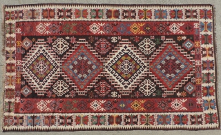 Antique Shirvan kilim. Clean and in excellent condition.  This is a nice decorative piece with strong color and design that is suitable for either the floor or as a wall hanging.  ...