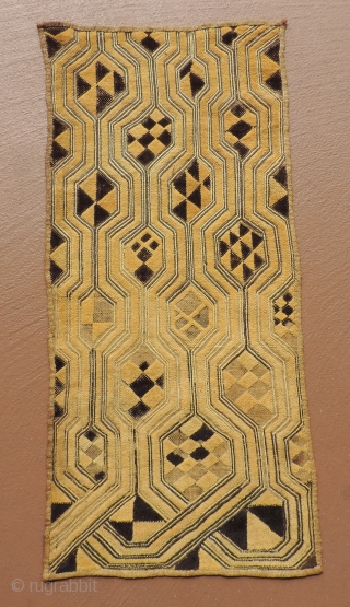 Old Kuba pile raffia cloth,  Early 20th century.  Size approx:  13.5 x 27 inches.  This is an old and collectable textile.        