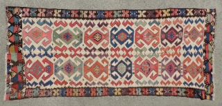 First half of the 19th century Anatolian Kilim.  This piece has great colors.  The proportions and scale of the weaving are right. Its well balanced composition lends a sort of  ...