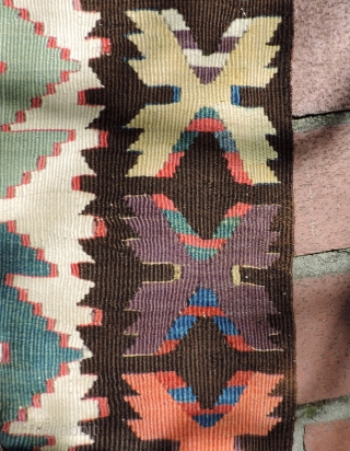 First half of the 19th century Anatolian Kilim.  This piece has great colors.  The proportions and scale of the weaving are right. Its well balanced composition lends a sort of  ...