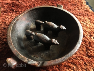 Altiplano ritual libation vessels.  These were used in important ceremonies such as the "animal increase rite" which has its origins in the  Pre-Columbian period.  Each bowl is made in  ...