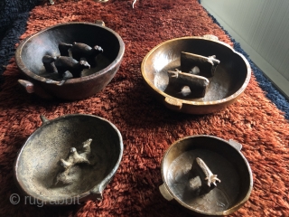 Altiplano ritual libation vessels.  These were used in important ceremonies such as the "animal increase rite" which has its origins in the  Pre-Columbian period.  Each bowl is made in  ...