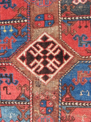 Animal Gul Carpet.  Possibly early 19th century (or before).  Rare and collection worthy, this rug has the supple, floppy handle of an old tribal piece. Although it has the depressed  ...